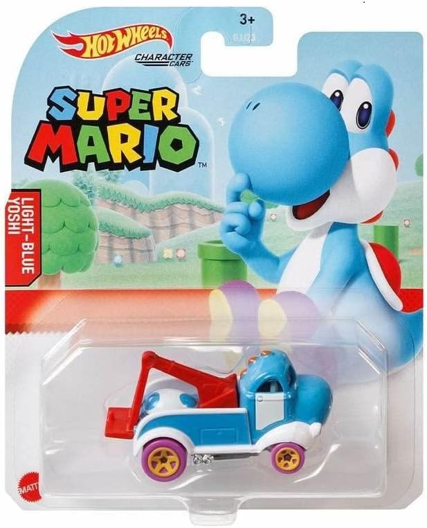 Hot Wheels Super Mario Character Cars – Complete Bundle of 6 (GJJ23‑956G) | Includes Mario, Luigi, Princess Daisy, Blue Yoshi, Donkey Kong & Bullet Bill | 1:64 Scale Die-Cast Vehicles – Mattel Ages 3+