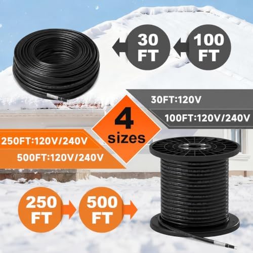 Cut-To-Length 120V 30Ft Self Regulating Roof Heat Cable Bulk Roll