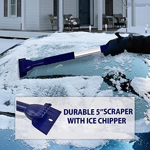 Michelin Snow Brush for Car Windshield - Snow and Ice Scraper with 43–63" Extendable Handle, 13" Swivel Head with Squeegee, 5" Heavy Duty Ice Scraper for SUV, Truck, Van, Auto Cleaning