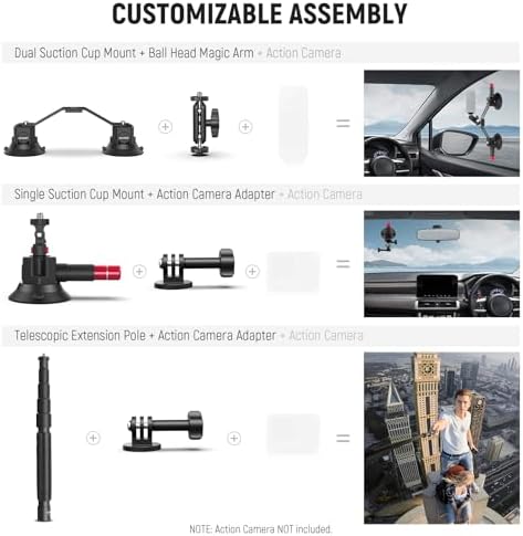 NEEWER Triple Suction Cup Car Mount for Action Cameras, CA065