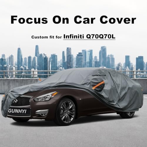 GUNHYI Premium Car Cover Custom Fit Infiniti Q70/Q70L, 16 Layers Heavy Duty Car Cover Waterproof All Weather with Zipper Door for Sun Rain Snow Dust Uv Protection