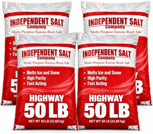 EASYGO PRODUCTS Independent Salt - Snow and Ice Melt Salt for Driveway, Sidewalk, Highway - 50 Pounds 4 Pack