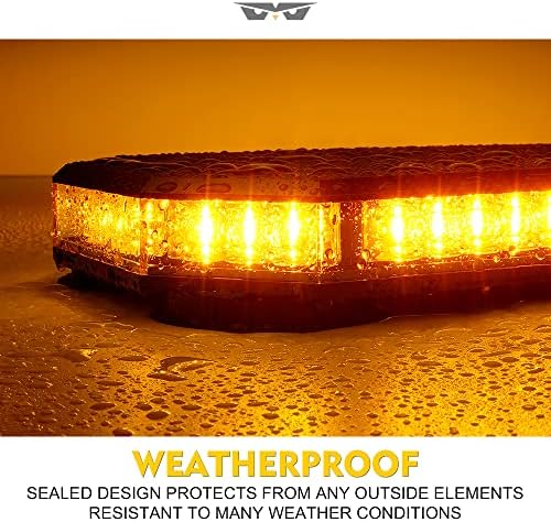 LUMENIX 42 LED Roof Top Strobe Beacon Light Bar Hazard Warning Emergency Flashing Plow Lights with Controller for Construction Vehicles Tow Trucks Postal Mail Cars Snowplow Amber (Patent Design)