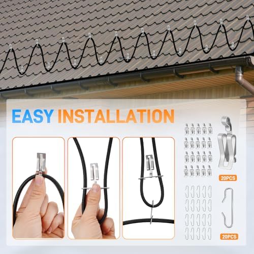 60FT Roof & Gutter Heat Cable, 8W/FT Self Regulating Heat Tape, 120V