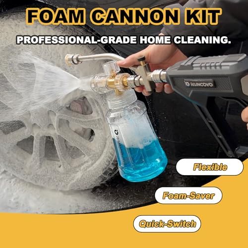 Raincovo Foam Cannon with Pressure Washer Gun, Dual Connector Accessories
