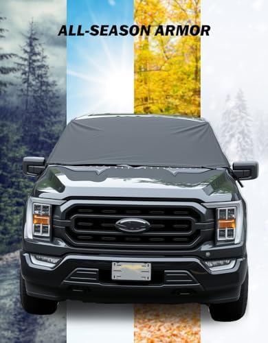 JOYTUTUS Windshield Snow Cover for Full-Size Truck Extra Large Pickup Windshield Cover for Ice and Snow Compatible with Ford F150 F250, Ram, Silverado, Sierra, Tundra