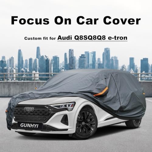 GUNHYI Premium Car Cover Custom Fit Audi Q8/SQ8/Q8 e-tron, 16 Layers Heavy Duty Car Cover Waterproof All Weather with Zipper Door for Sun Rain Snow Dust Uv Protection