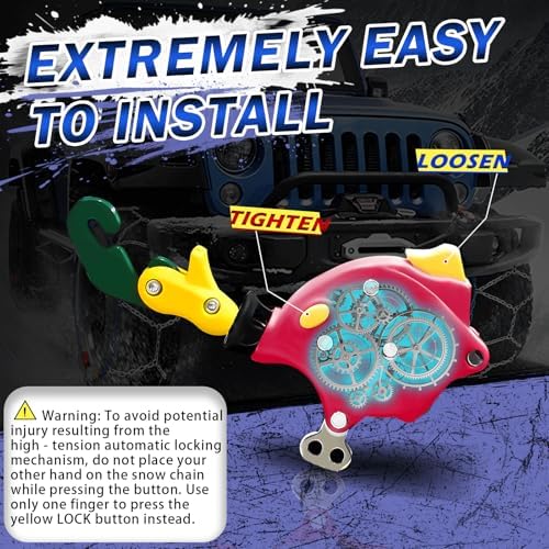 AutoFixing Snow Chains Tire Chains For Light Truck SUV Pickup Trucks, Easy installation, Contains Titanium for Wear Resistance, Set of 2(HRV250)