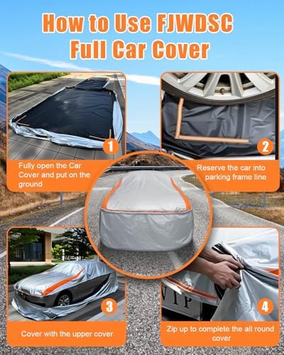 Sliver Full Enclosed Car Cover Universal Fit VW Beetle/Golf,Porsche Boxster,350z/370z,Audi TT/A3,BMW Z4,Supra A90/Integra,BRZ,RX-8,Clubman Sedan/Coupe/Hatchback/Cabrio Length 165-177 in