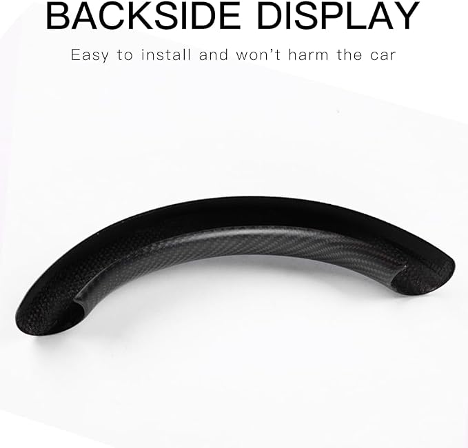 JSWAN Real Carbon Fiber Steering Wheel Cover for Tesla Model 3 2017 to 2023 Model Y 2020 to 2024 Steering Wheel Trim Cover Steering Wheel Wrap Protector Interior Accessories (Matte Black Upper Part)