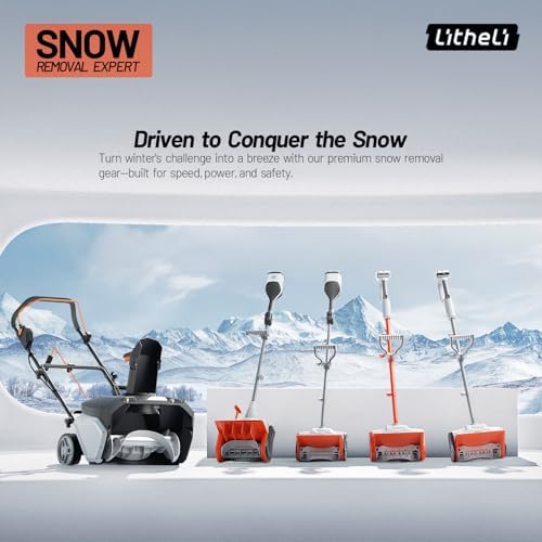 Litheli Cordless Snow Shovel, 13-Inch Battery-Powered Snow Blower with 4.0Ah Battery, Easy to Use Snow Thrower for Driveways, Sidewalks, Decks & Patios