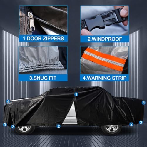 Dodge Ram 1500 Truck Cover Custom Fit 2009-2026 Quad Cab Short Bed(6.1') with Door Zipper, Full Exterior Pickup Truck Cover Waterproof All Weather,Wind Dust Sun and UV Protection.