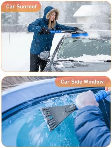 EcoNour 27" Snow Brush with Ice Scrapers for Car Windshield (4 Pack)