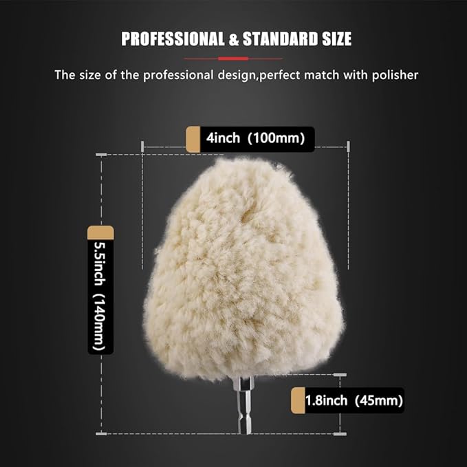 SPTA Polishing Cone, Car Wheel Hub Drill Buffing Sponge Pads Kit, Polishing Ball (Wool Polishing Cone)
