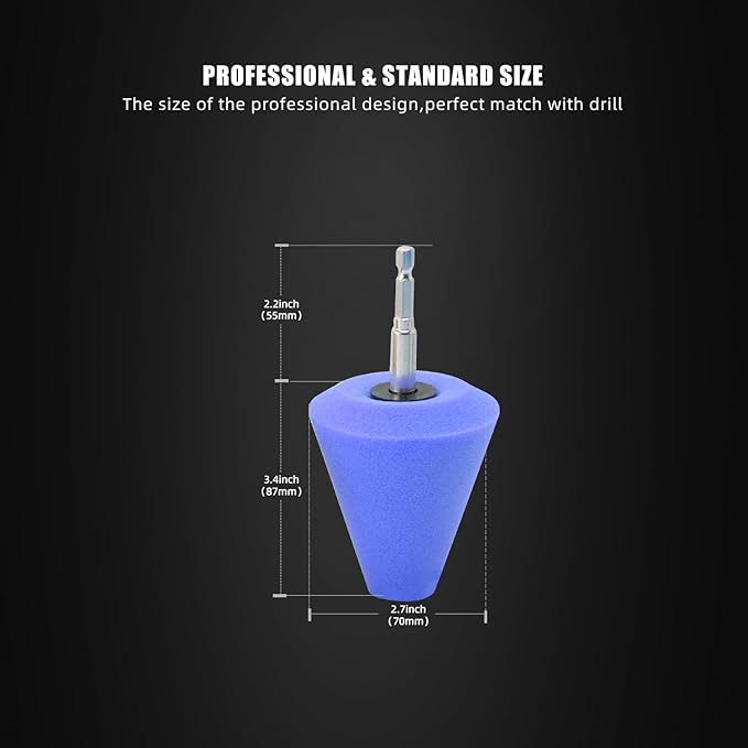 SPTA Polishing Cone, Car Wheel Hub Drill Buffing Sponge Pads Kit, Polishing Ball (Blue T80 Medium Cut Polishing Cone)