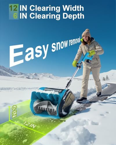 DEGGE Electric Cordless Snow Shovel, 2X 3.0Ah/ 21V/ 12-Inch Battery