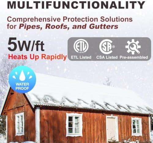 TDRD 80FT Roof & Gutter De-Icing Cable, 5W/ft
