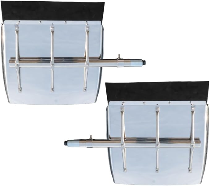 Mytee Products 24" x 24" Stainless Steel Full-Brace Quarter Fender Set for 18-Wheelers & Semi Trailers – Left & Right Pair, Polished Finish with Mounting Kit & Support Rods