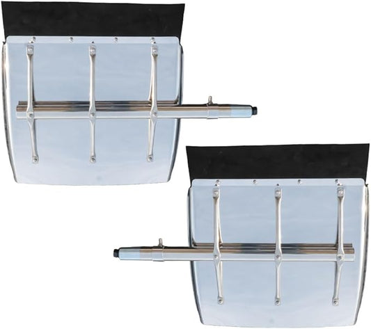 Mytee Products 24" x 24" Stainless Steel Full-Brace Quarter Fender Set for 18-Wheelers & Semi Trailers – Left & Right Pair, Polished Finish with Mounting Kit & Support Rods