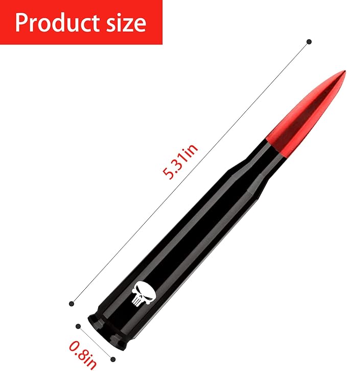 Ajxn 1 PC Car Truck Bullet Antenna, Auto Antenna Mast, Suitable for GM Chevy Silverado 1500 2500 3500 HD Avalanche GMC Sierra 1500 2500 3500 Denali Heavy Duty Pickup Trucks Accessories (Red #1)