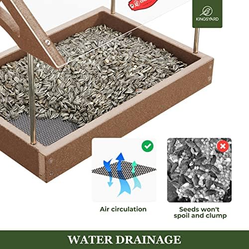 Kingsyard Large Freestanding Platform Bird Feeder for Outside