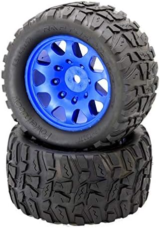 Powerhobby Raptor XL Belted Tires/Viper Wheels (4) 24MM HEX (Blue)