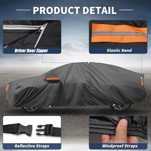 X AUTOHAUX 210D-PU Car Cover for Honda Civic Sedan Coupe