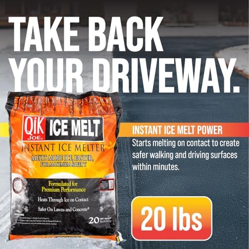 Calcium Chloride Ice Melt - Instant Snow and Ice Melt for Sidewalks, Driveways, Steps, and Parking Lots - Deicer for Concrete, Asphalt, and Other Surfaces - 20 Lb Bag