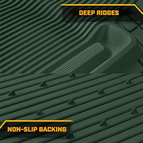 Cat® ToughLiner™ Car Floor Mats - Heavy Duty Trim to Fit Mat for Trucks - Car Mats & SUV Floor Liners for Car - All-Weather Truck Accessories & Odorless Rubber Automotive Mats - Green