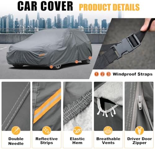 GUNHYI Premium Car Cover Custom Fit Kia Sedona, 16 Layers Heavy Duty Car Cover Waterproof All Weather with Zipper Door for Sun Rain Snow Dust Uv Protection