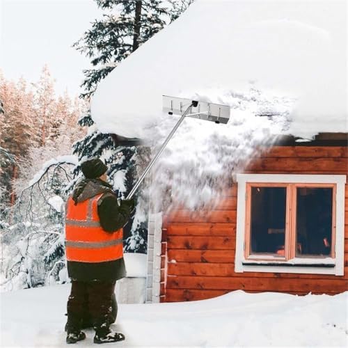 Aluminum Roof Snow Rake , Telescoping Pole Extends 147-607Cm
