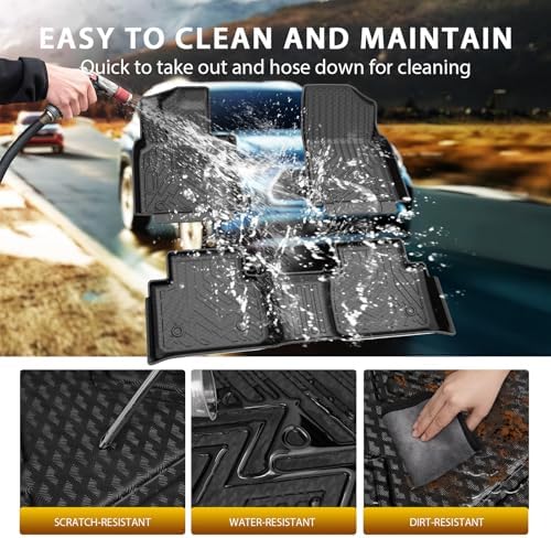 Powerty Floor Mats for Toyota Camry 2018-2024 FWD Only (Not Fit Hybrid or AWD) All Weather 3D TPE Anti-Slip Car Liners for 1st & 2nd Row Accessories