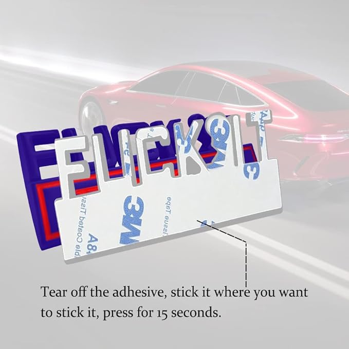 Fuck IT Edition Emblem, Car Exterior Emblems Badge 3D Sticker Decal, Fuck-IT Edition Emblem 3D Fender Badge Decal, 3D Fender Badge Decal Car Truck Replacement, Fit for All Cars (Blue Red)