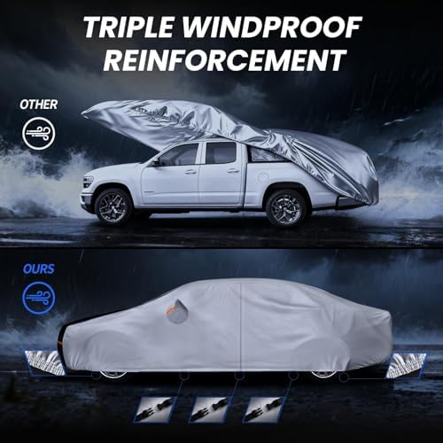 Multi-Layer Car Cover Custom Fit for Genesis G80 (2016-2026), 100% Waterproof All Weather for Automobiles, Gift with Towel, Heavy Duty Car Covers for Rain Sun UV Protection with Door Zipper.