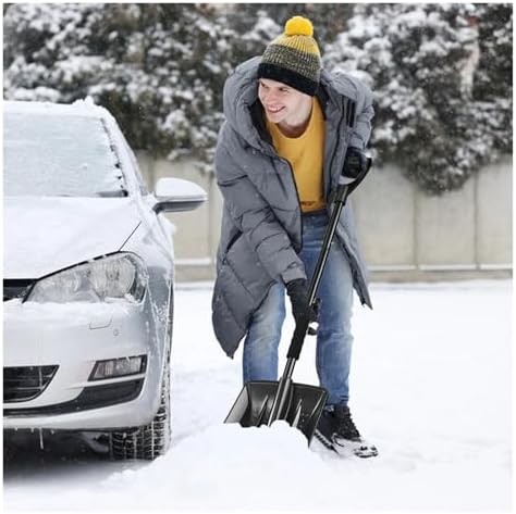 Adjustable Car Snow Shovel, Heavy Duty Telescopic Ice Scraper, 360° Rotating Lightweight Snow Removal Tool for Emergency Vehicle SUV Truck Camping
