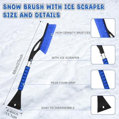 Uiifan 12 Pcs 27 Inch Snow Brush and Ice Scrapers for Car, 3 Colors