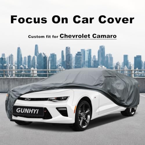 GUNHYI Premium Car Cover Custom Fit Chevrolet Chevy Camaro (2010-2026), 16 Layers Heavy Duty Car Cover Waterproof All Weather with Zipper Door for Sun Rain Snow Dust Uv Protection