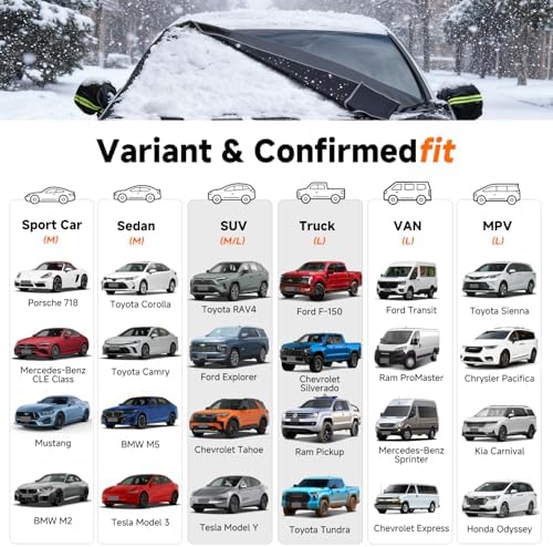 DOOGOOCOO 700D Oxford Fabric Car Windshield Cover for Ice and Snow, Large