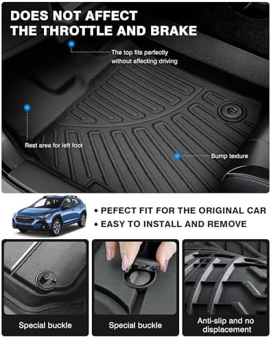 Powerty Floor Mats for 2024 2025 2026 Subaru Crosstrek & Impreza All Weather 3D TPE Anti-Slip Car Liners for 1st & 2nd Row Accessories
