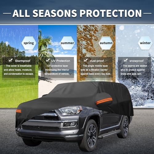 X AUTOHAUX Waterproof Full Car Cover for Toyota 4Runner 210D-PU w/Zipper