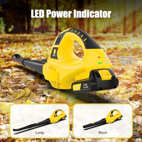 Leisch Life 21V Leaf Blower Cordless | Handheld Electric Lightweight Blower with 2.0Ah Rechargeable Battery & Fast Charger | Adjustable Speeds, Portable Design for Lawn, Patio, Yard, Sidewalk Cleaning