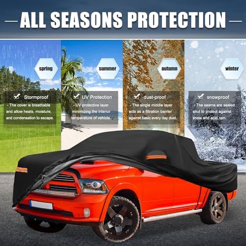 X AUTOHAUX Waterproof Full Car Cover for Dodge for Ram Crew Cab 210D-PU