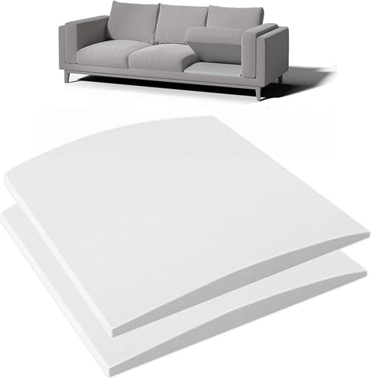 Couch Cushion Support for Sagging Seat, 20"x20"x2" 40D High Density Curved Foam Sofa Cushion Support, Under-Cushion Sag Repair,White Set of 2