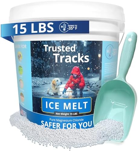 FIREKI Ice Melt, Pet Safe Ice Melt, 15 LBS Premium Snow Melter, Pure Magnesium Chloride, Safer for Pets, Concrete, Effective to -35 F, 15 lb