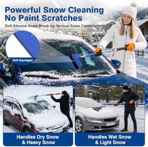 63" Long Snow Brush Kit with Ice Scraper & Snow Shovel for Car Truck SUV