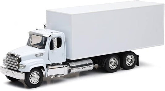 New-Ray Freightliner 114SD Box Truck White Long Haul Trucker Series 1/32 Diecast Model 11043