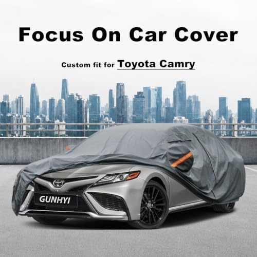 GUNHYI Premium Car Cover Custom Fit Toyota Camry/Solara (1991-2026), 16 Layers Heavy Duty Car Cover Waterproof All Weather with Zipper Door for Sun Rain Snow Dust Uv Protection