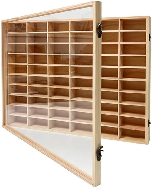 Wooden Wall Mount Display Case for Hot Wheels, with Dust Resistant Door, Matchbox 1/64 Scale Diecast Model Cars Display Storage Organizer Case, Stores up to 60 Cars