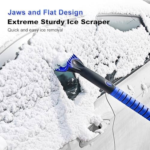 SEAAES 56 Inch Long Snow Brush Scraper and Snow Broom for Truck - Blue