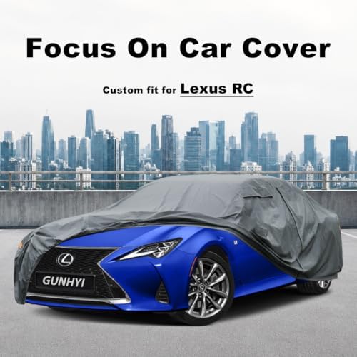 GUNHYI Premium Car Cover Custom Fit Lexus RC, 16 Layers Heavy Duty Car Cover Waterproof All Weather with Zipper Door for Sun Rain Snow Dust Uv Protection